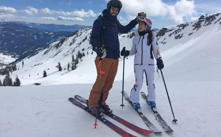 Bobby & Sophie skiing