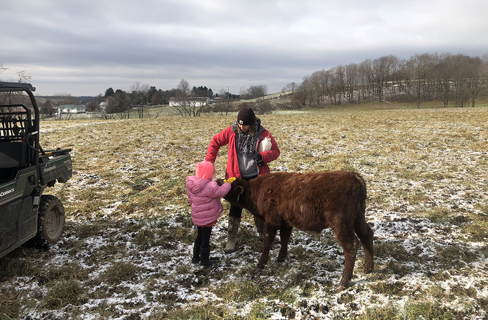 Jesse with calf