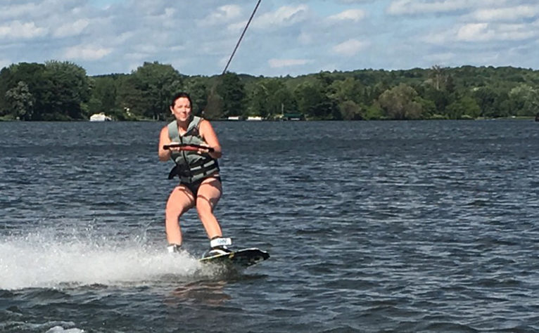 Amber wakeboarding in Wisconsin